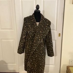 Ann Taylor Leopard print soft plush wrap coat Size XL